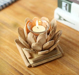 Handmade Wood Lotus Candle Holder