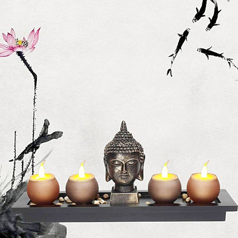 Zen Candlestick with Buddha Statue